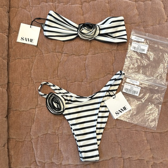 SAME Los Angeles Swimsuit - Black and Cream Rose Bikini - BRAND NEW NEVER WORN - Picture 4 of 4